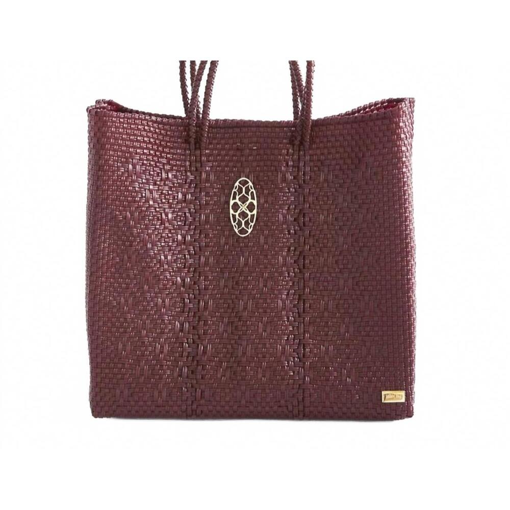 NEW LOLA'S BAG women's medium woven regular strap tote bag in burgundy - Picture 1 of 1